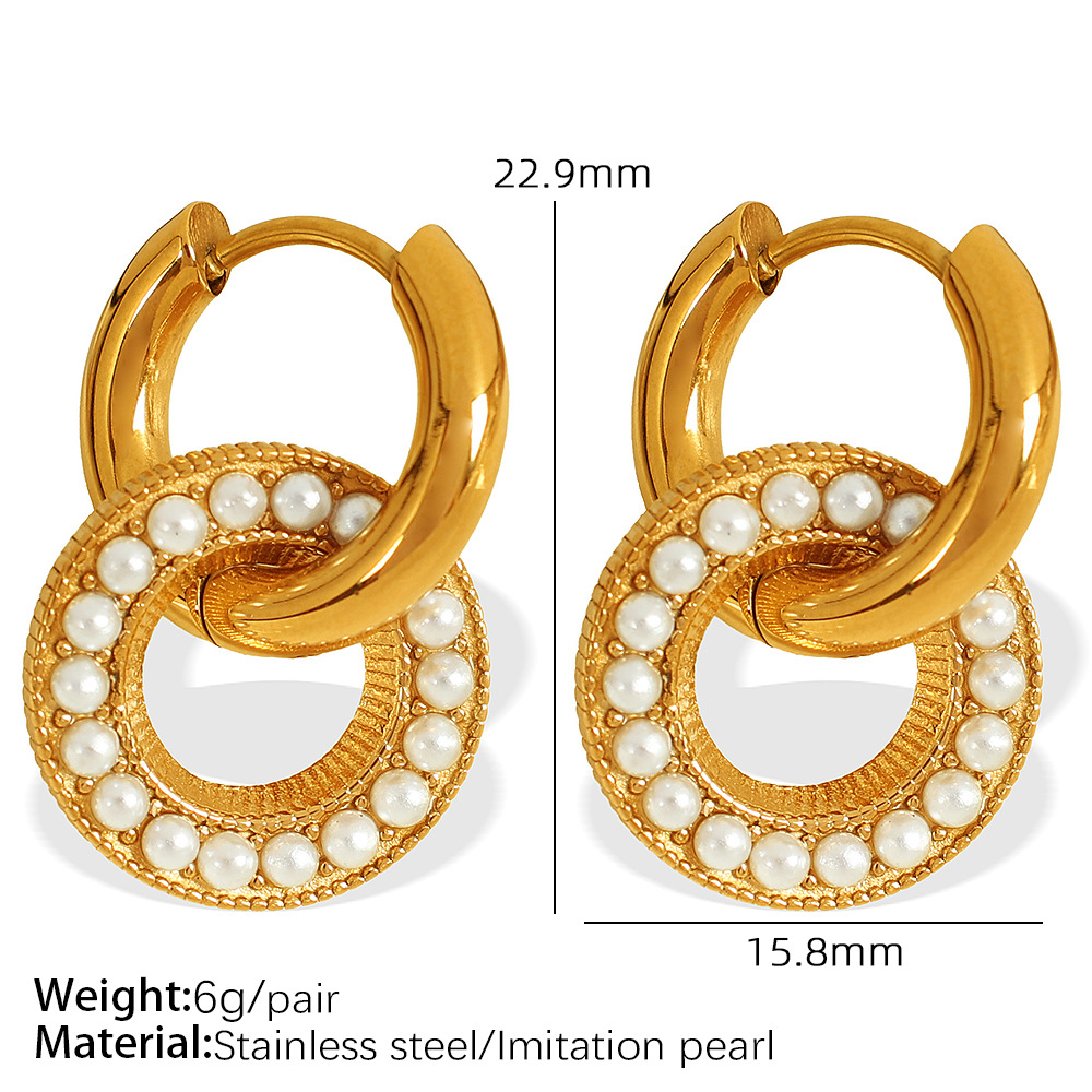 EH539 white bead gold earrings