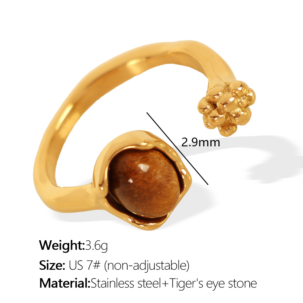 Jz84 us circumference 7#Tiger eye gold ring