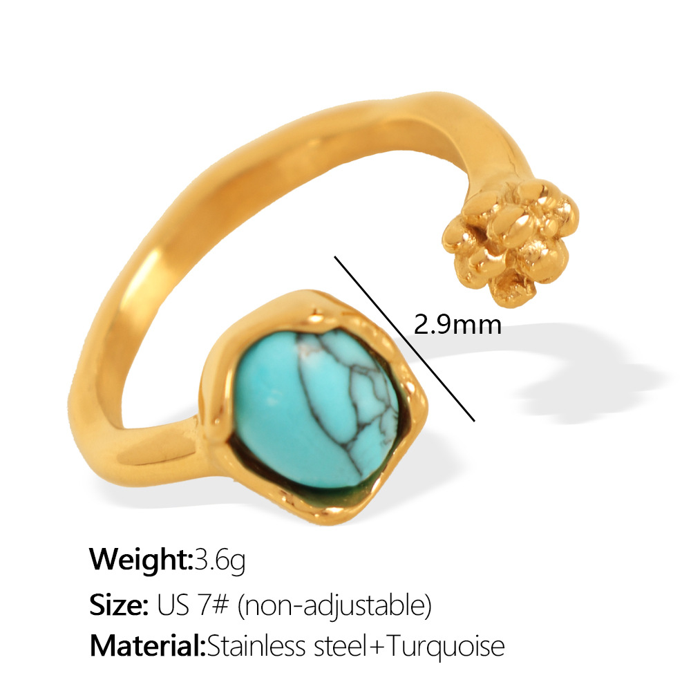 Jz84 us circumference 7#Blue turquoise gold ring