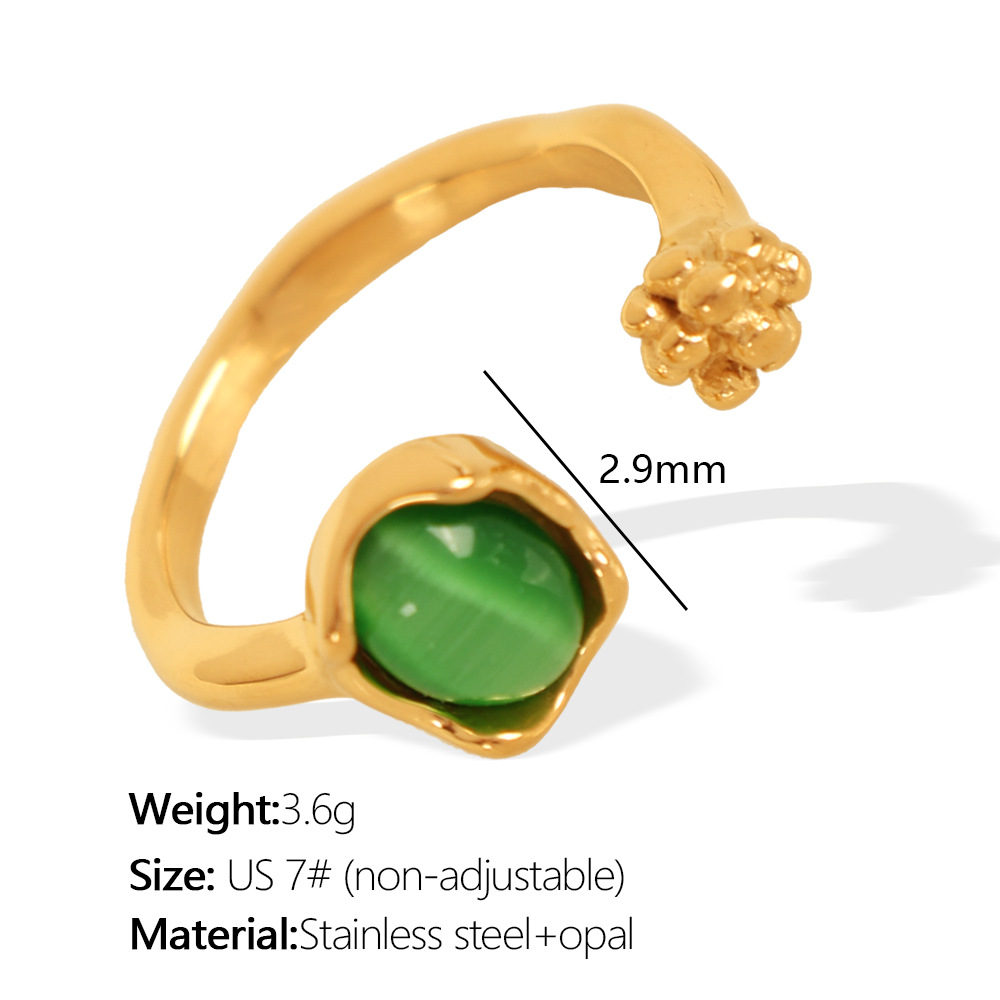 Jz84 us circumference 7 # Green cat eye gold ring