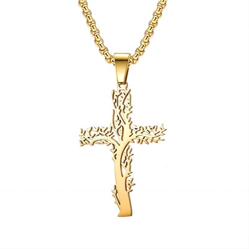 Life tree cross Golden (chain)