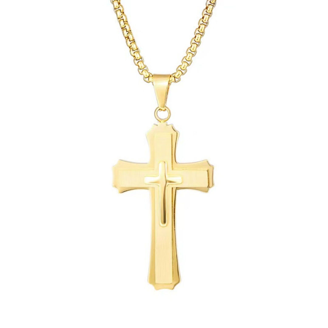 All gold cross necklace