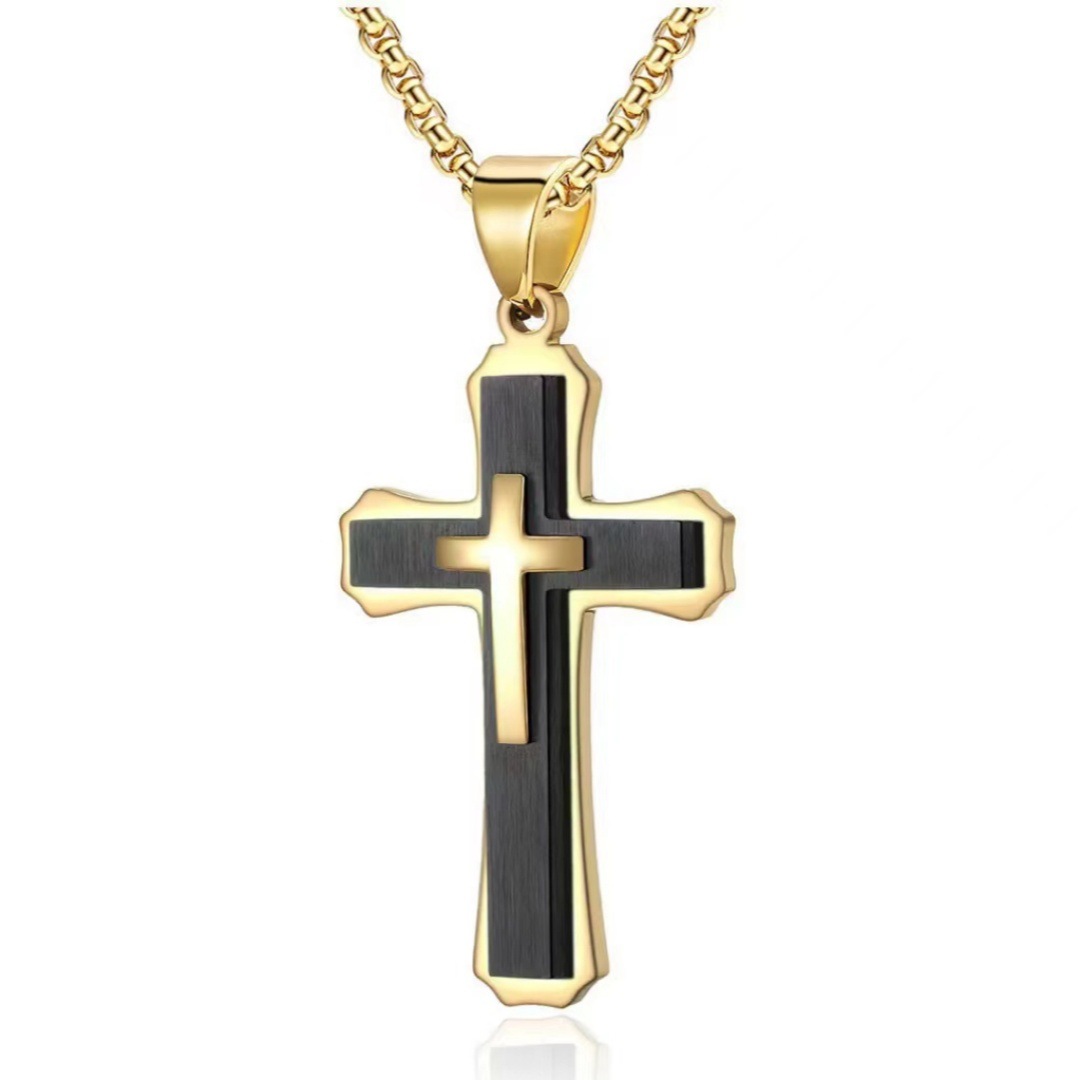 Black gold cross necklace