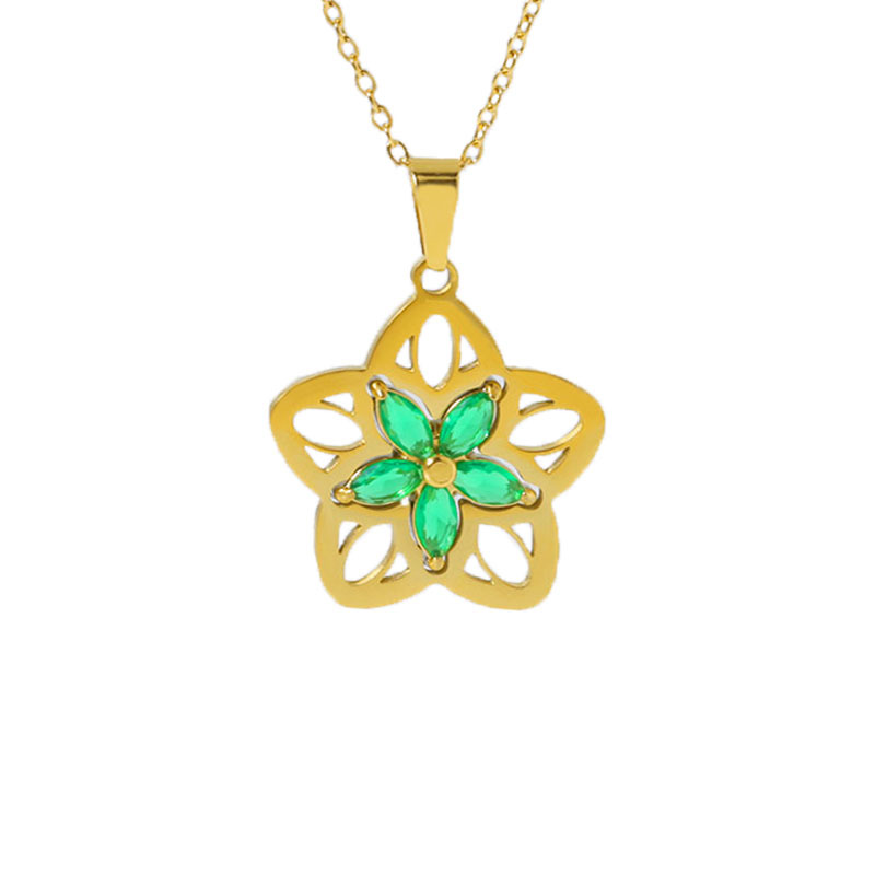 N0324 gold flower shaped necklace