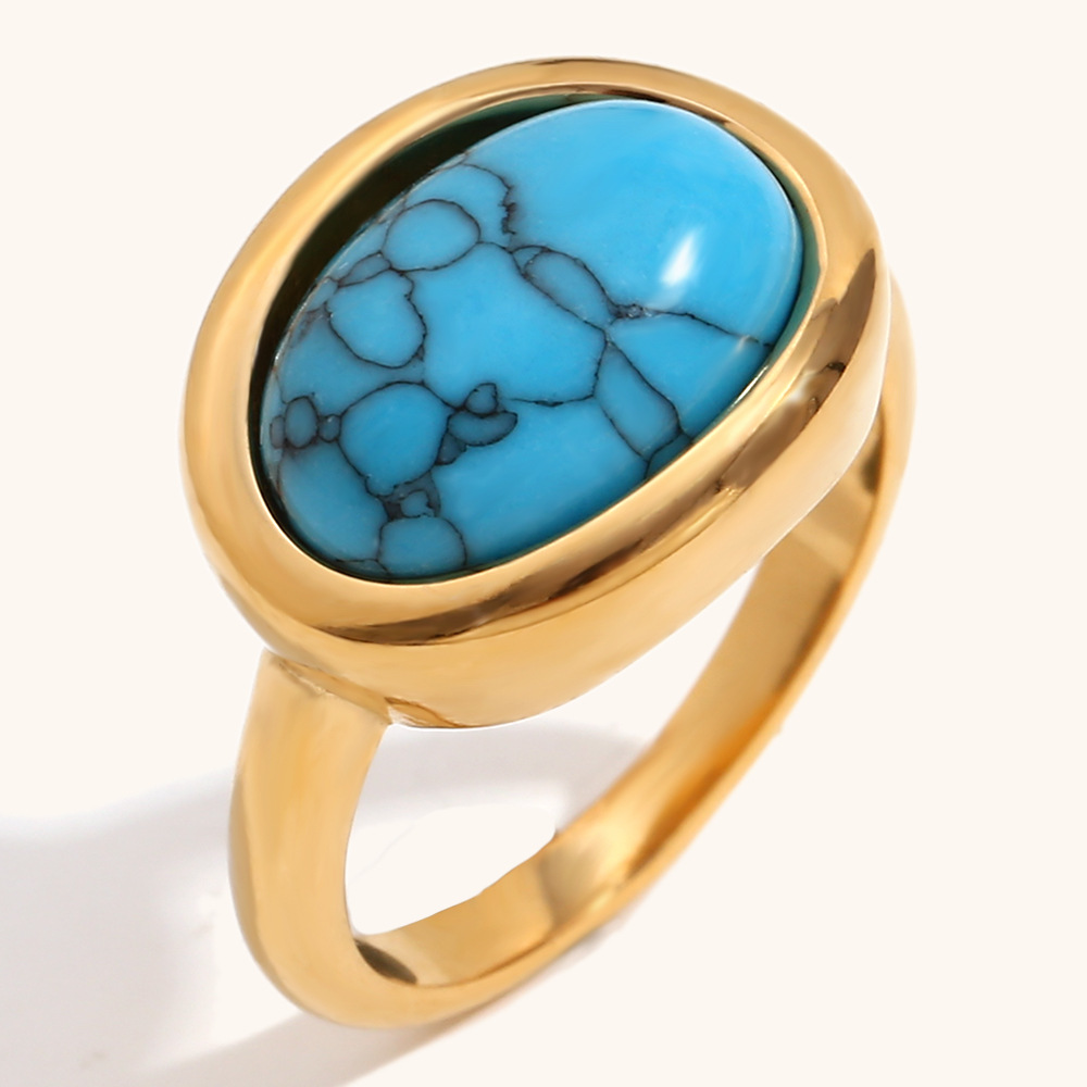 Simple gemstone ring-golden blue