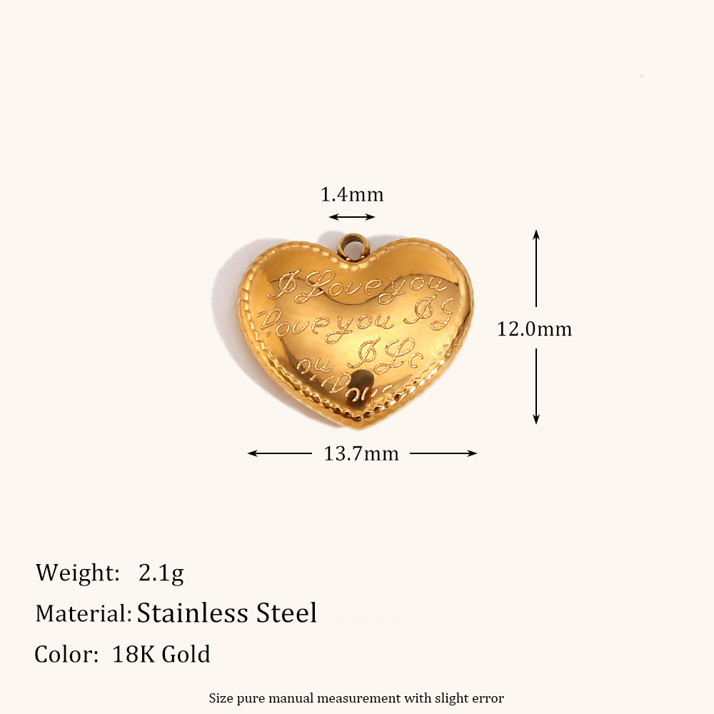 Text three-dimensional love pendant-gold