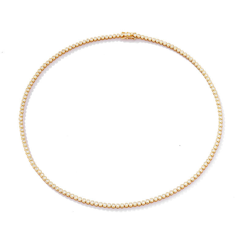 B 2mm Moissanite Necklace (Gold)