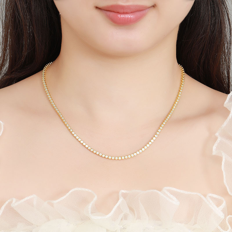 D Zircon 2mm necklace (gold)