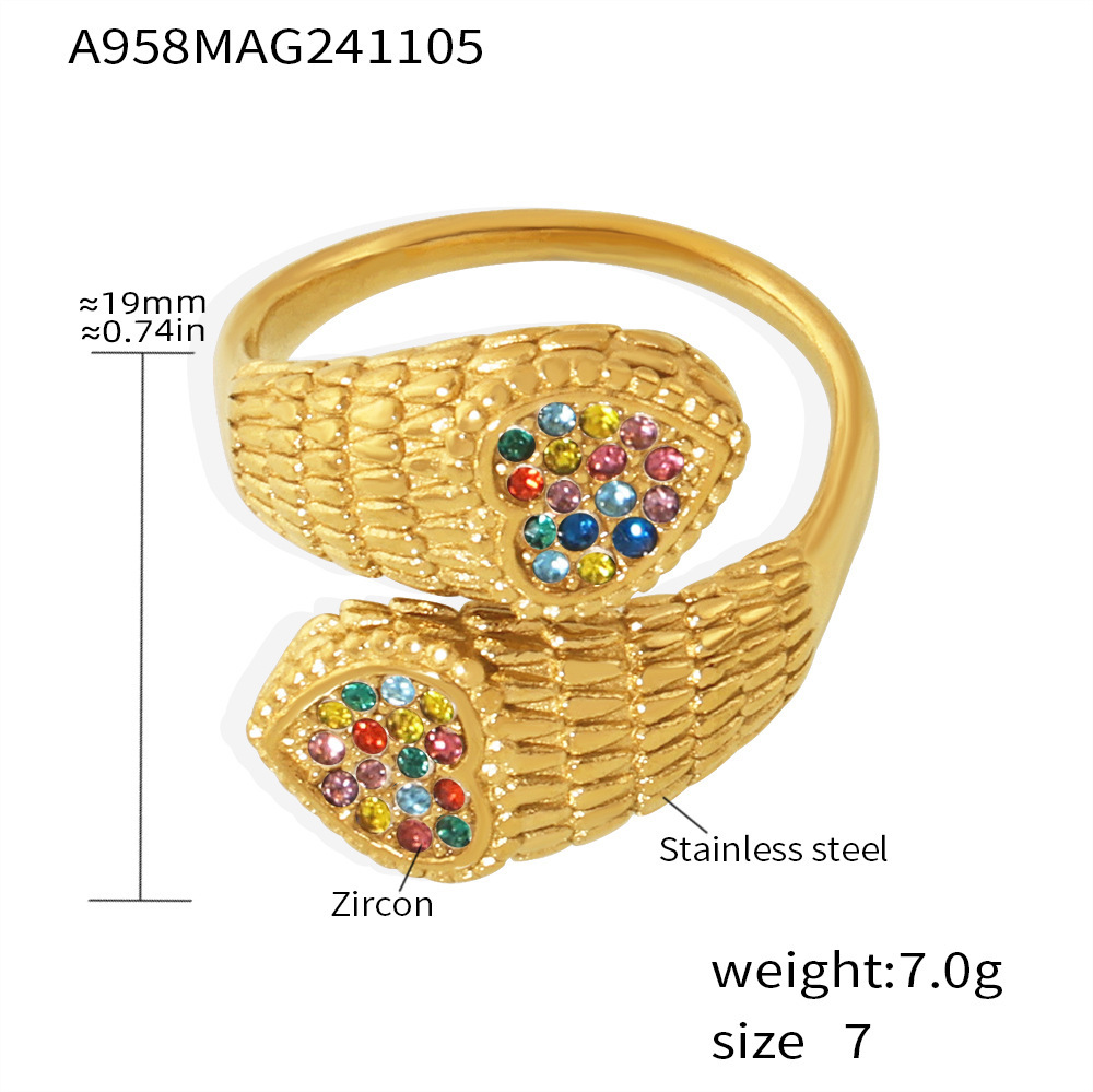 A958-gold love set with colored zircon ring