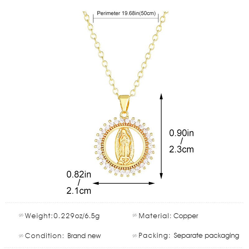 Round virgin mary necklace