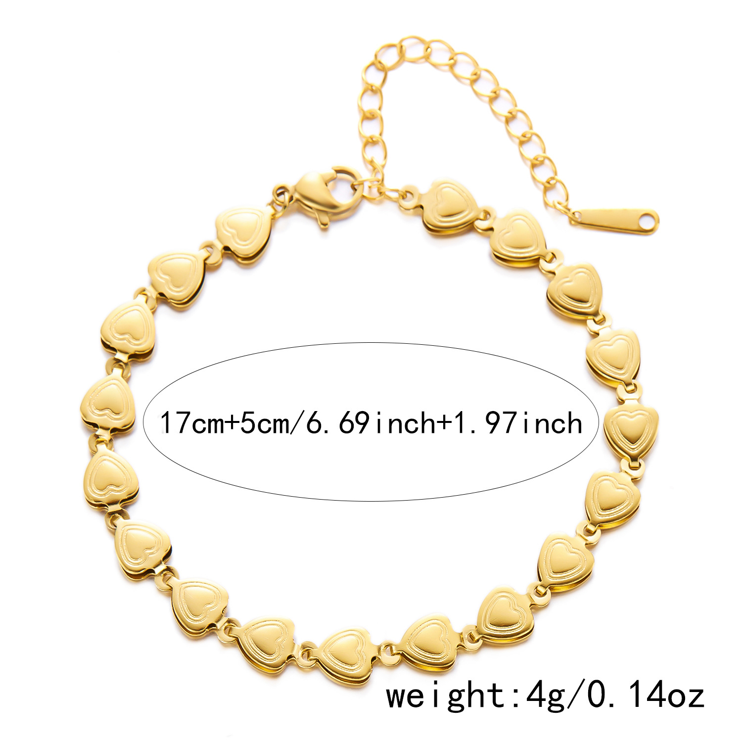 Gold double layer love chain bracelet