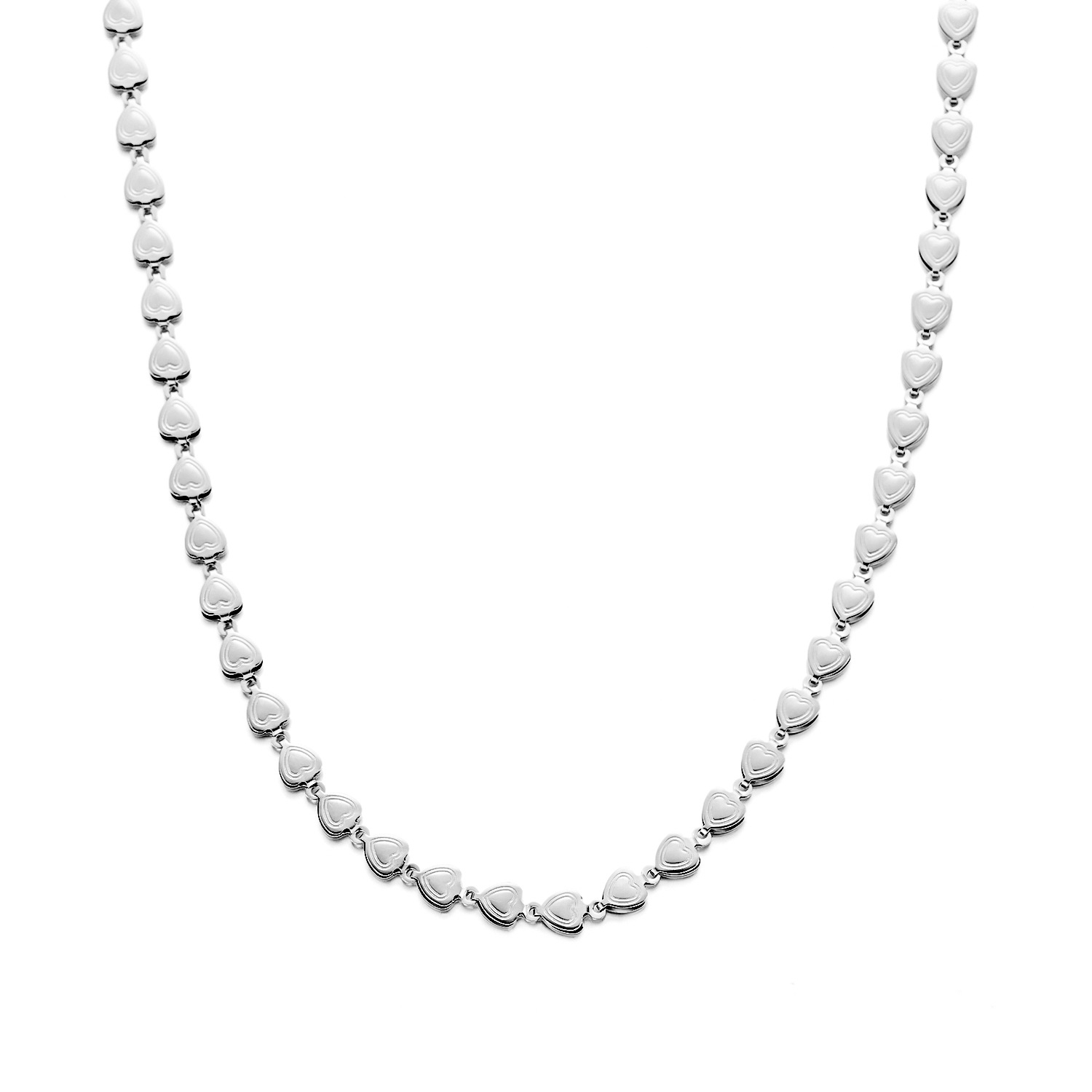 Steel color double layer love chain necklace