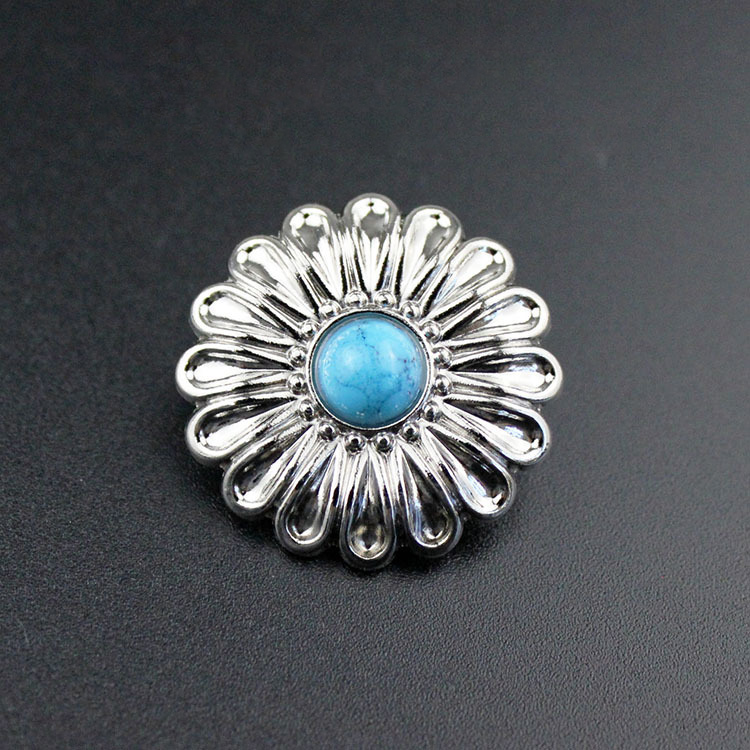 Silk color chrysanthemum imitation blue turquoise rope button