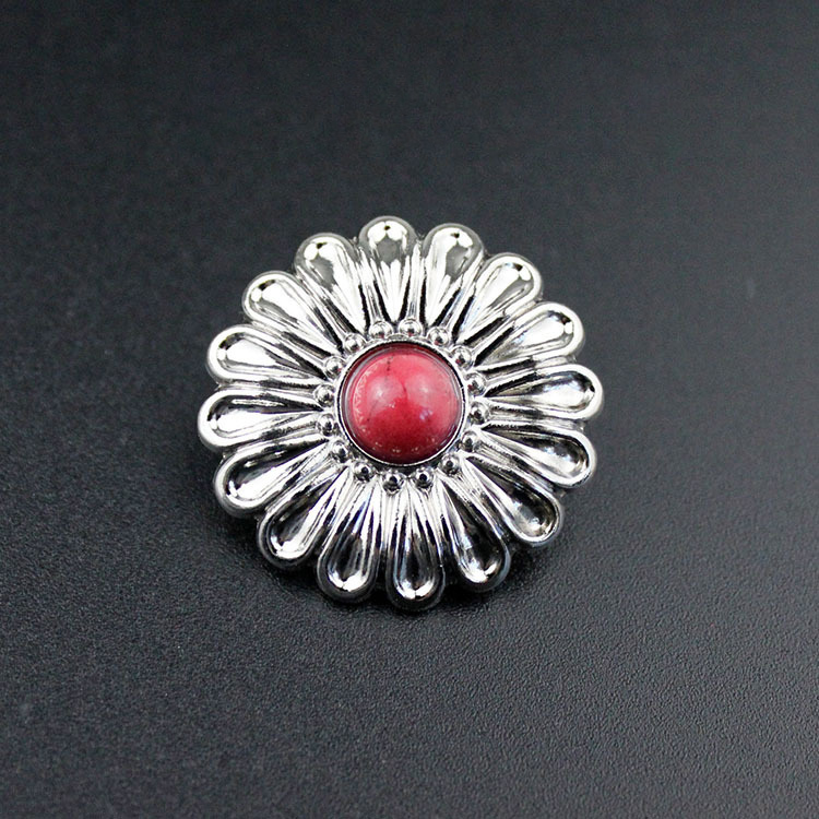 Silk color chrysanthemum imitation red turquoise rope button