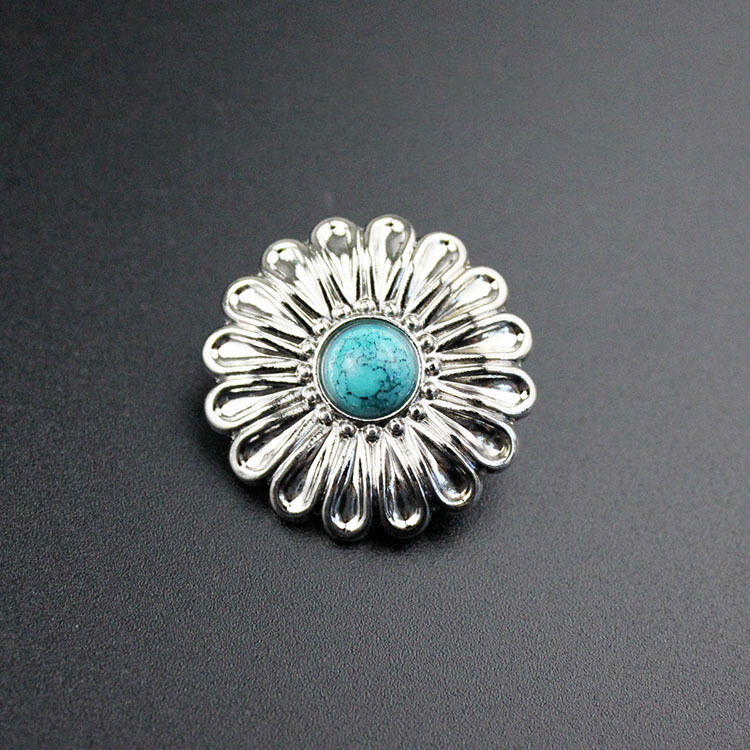 Silk color chrysanthemum imitation turquoise rope button