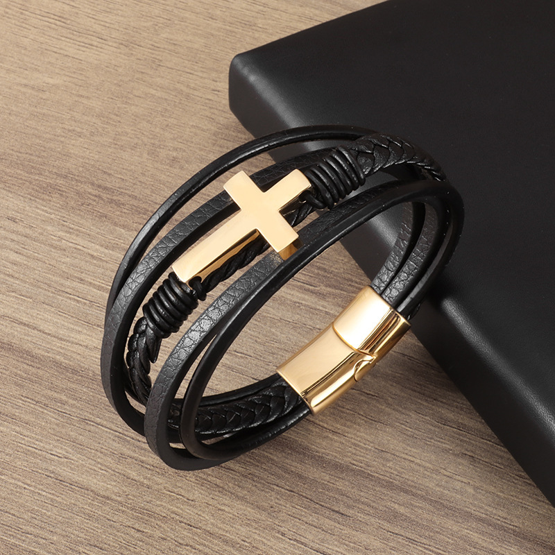 Cross five-layer bracelet-gold