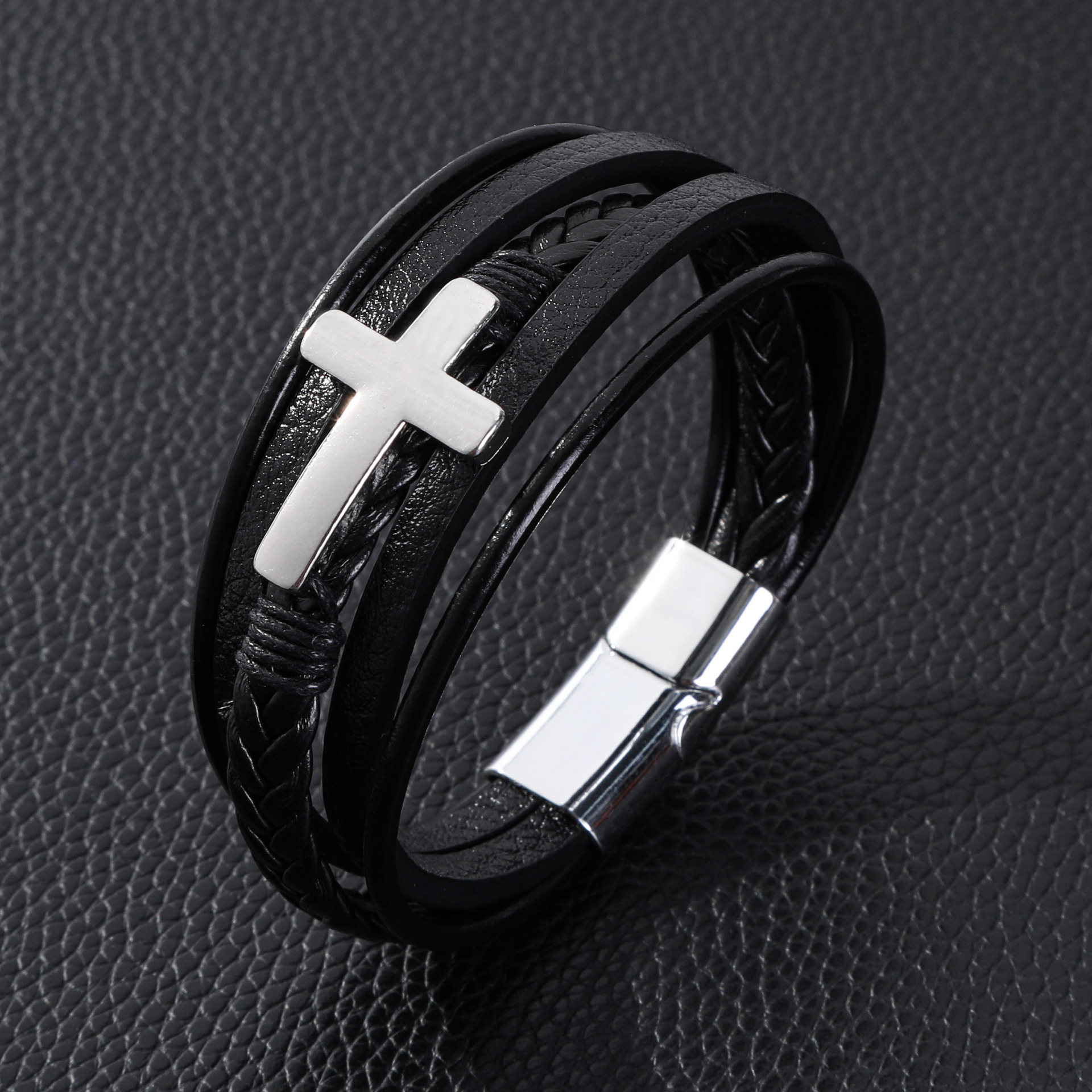 Cross five-layer bracelet-silver