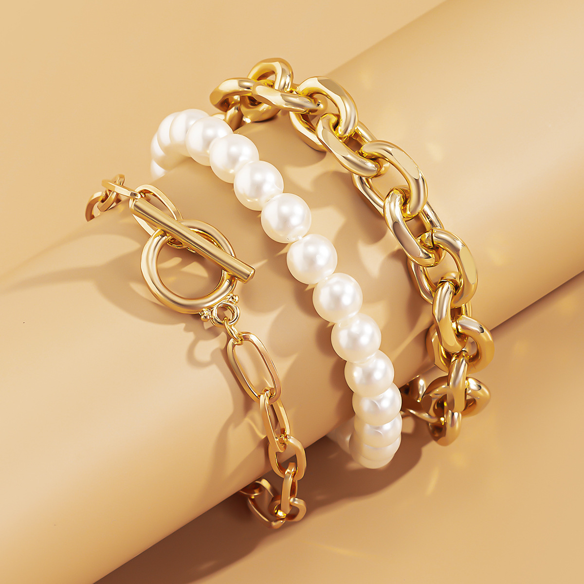 Three-piece gold bracelet