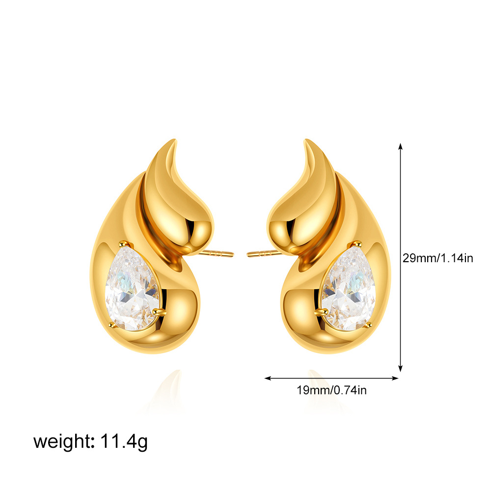 Double layer water drop zircon gold T031_1