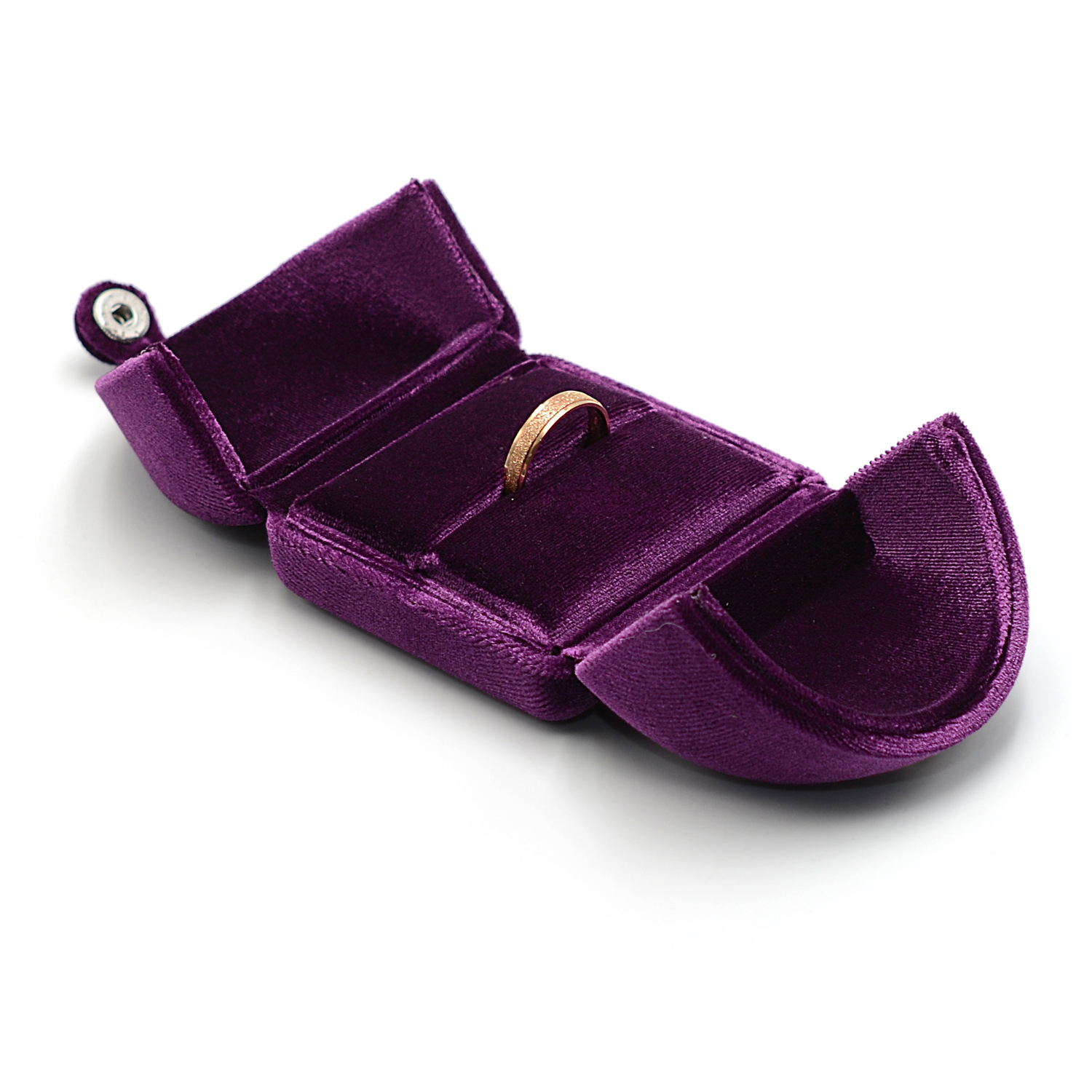 Single ring box double velvet purple -6.5x6x5.5cm