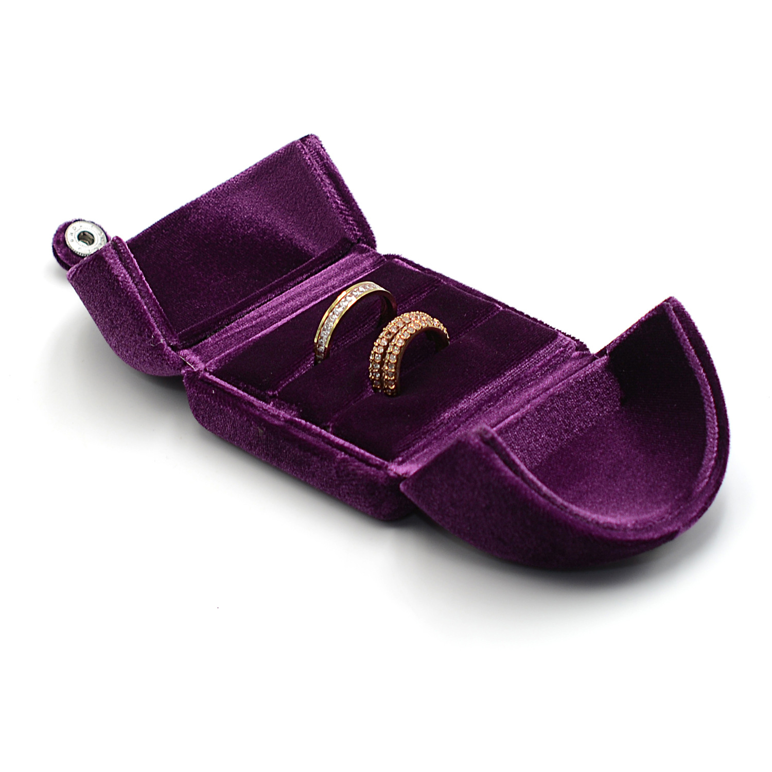 Ring box double velvet purple -6.5x6x5.5cm