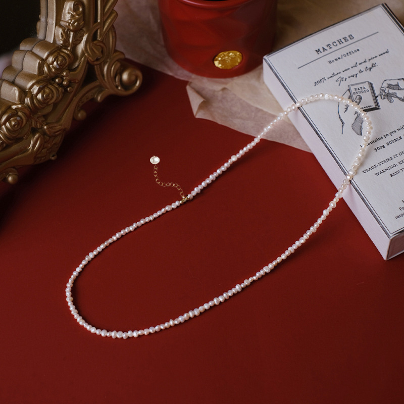 Single 3-4mm diameter pearl necklace