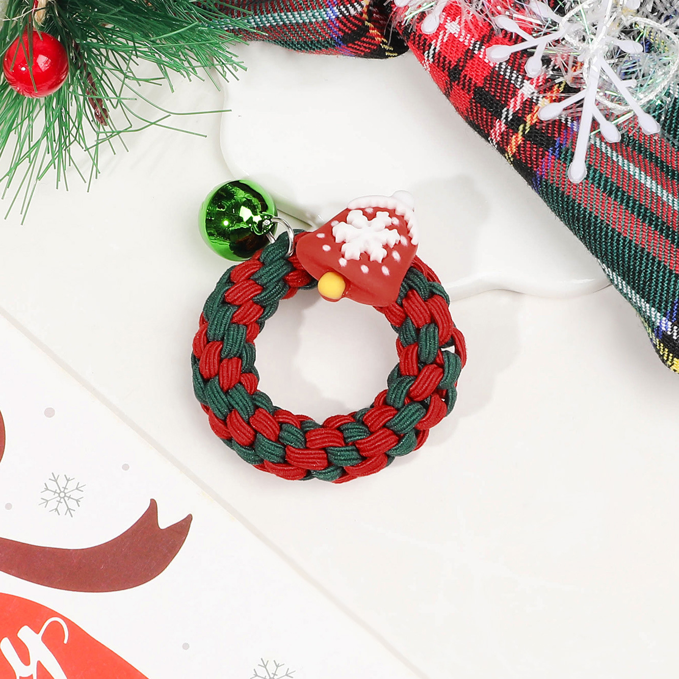 Christmas bell braided hair tie-snowflake