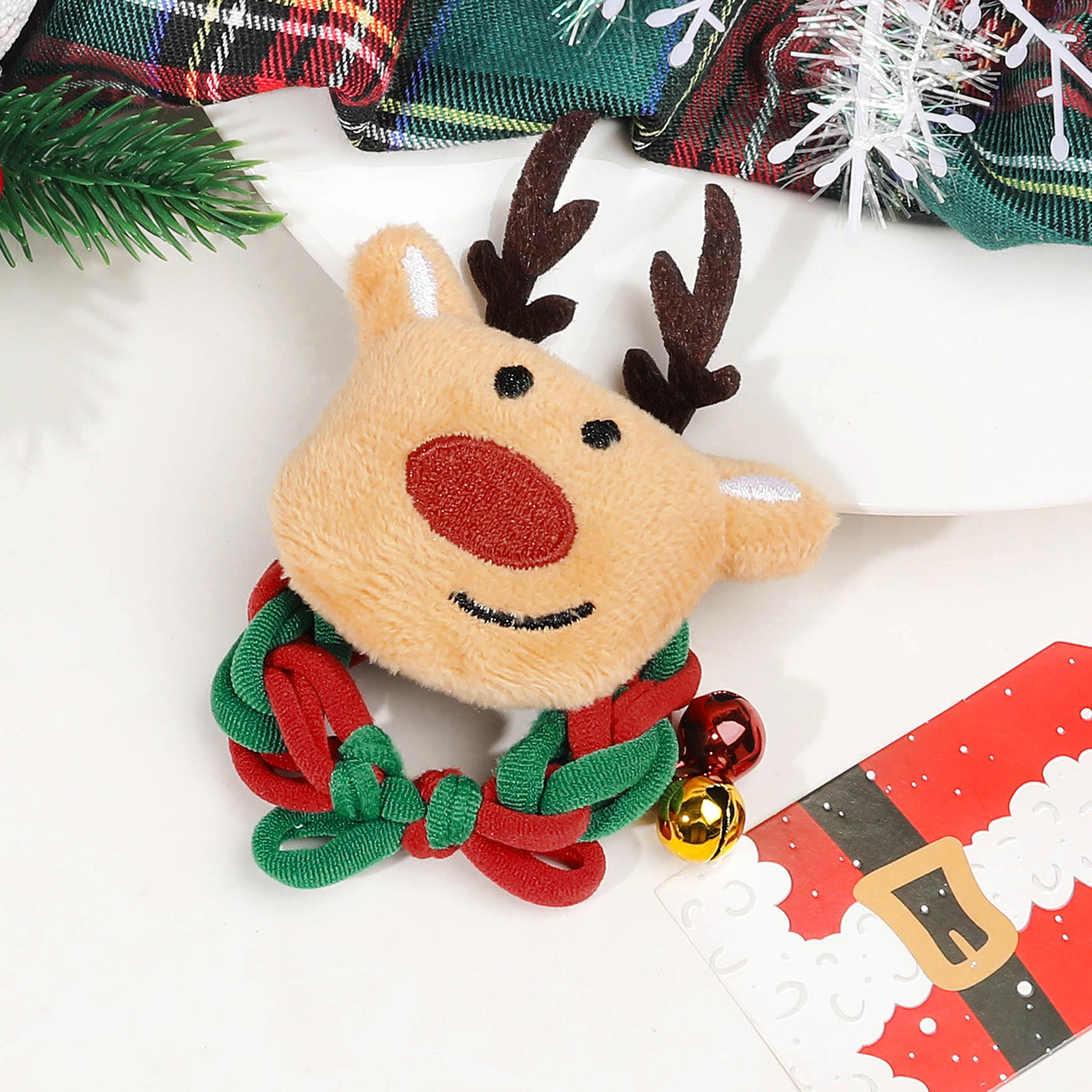 Cartoon bell braided hair rope-christmas elk