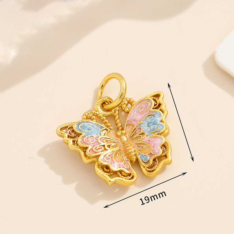 21 lake blue pink butterfly pendant