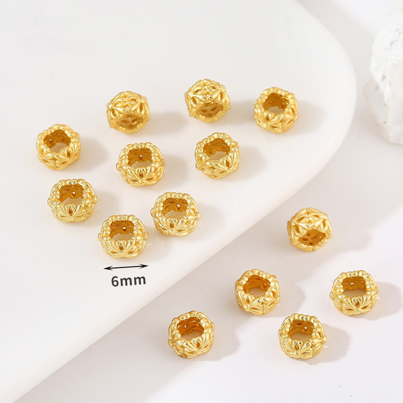 3 round square hollow spacer beads 6mm