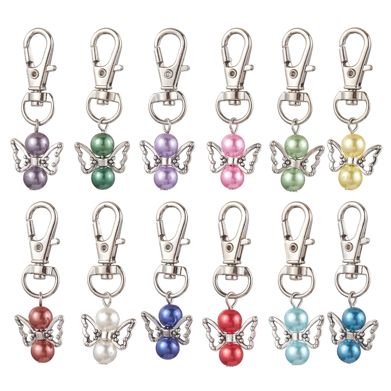 keychain Size: about 32mm long, pendant: 23x18x8mm, clasp: 31x12x5mm