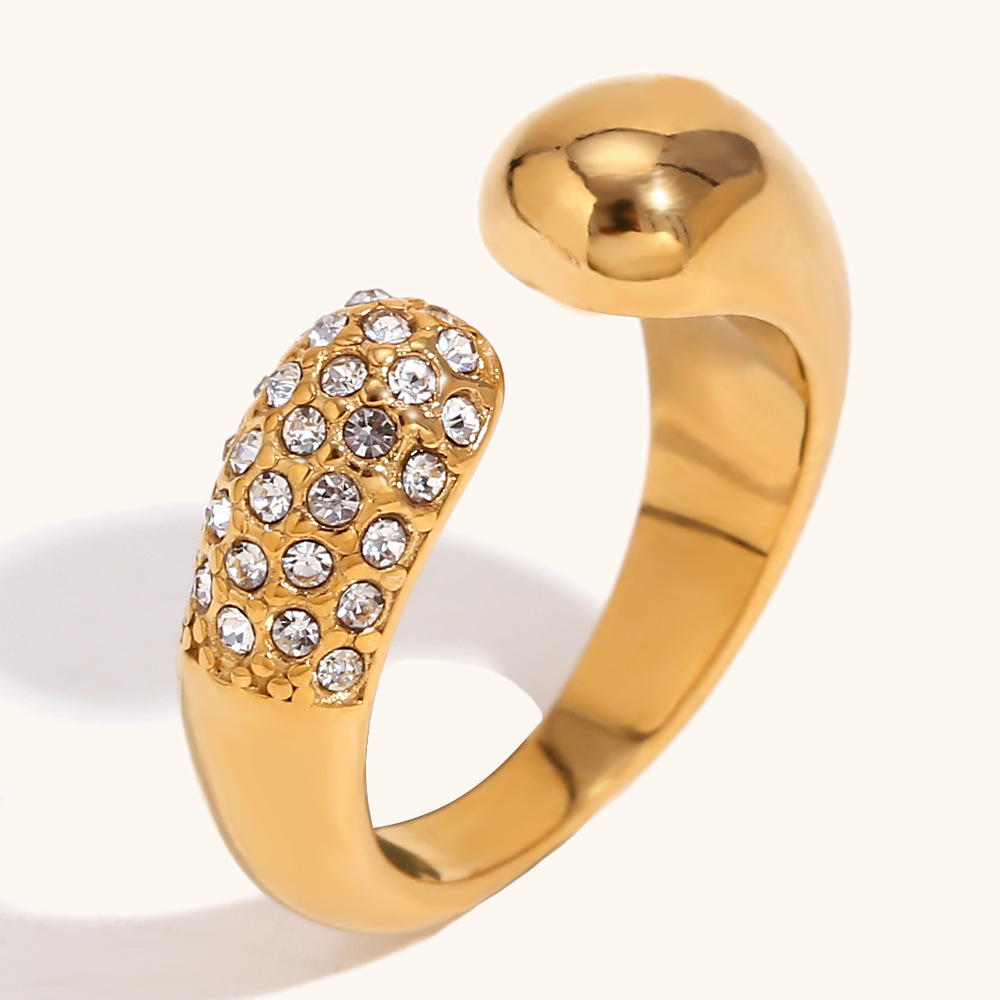 Diamond snake ring open ring-gold