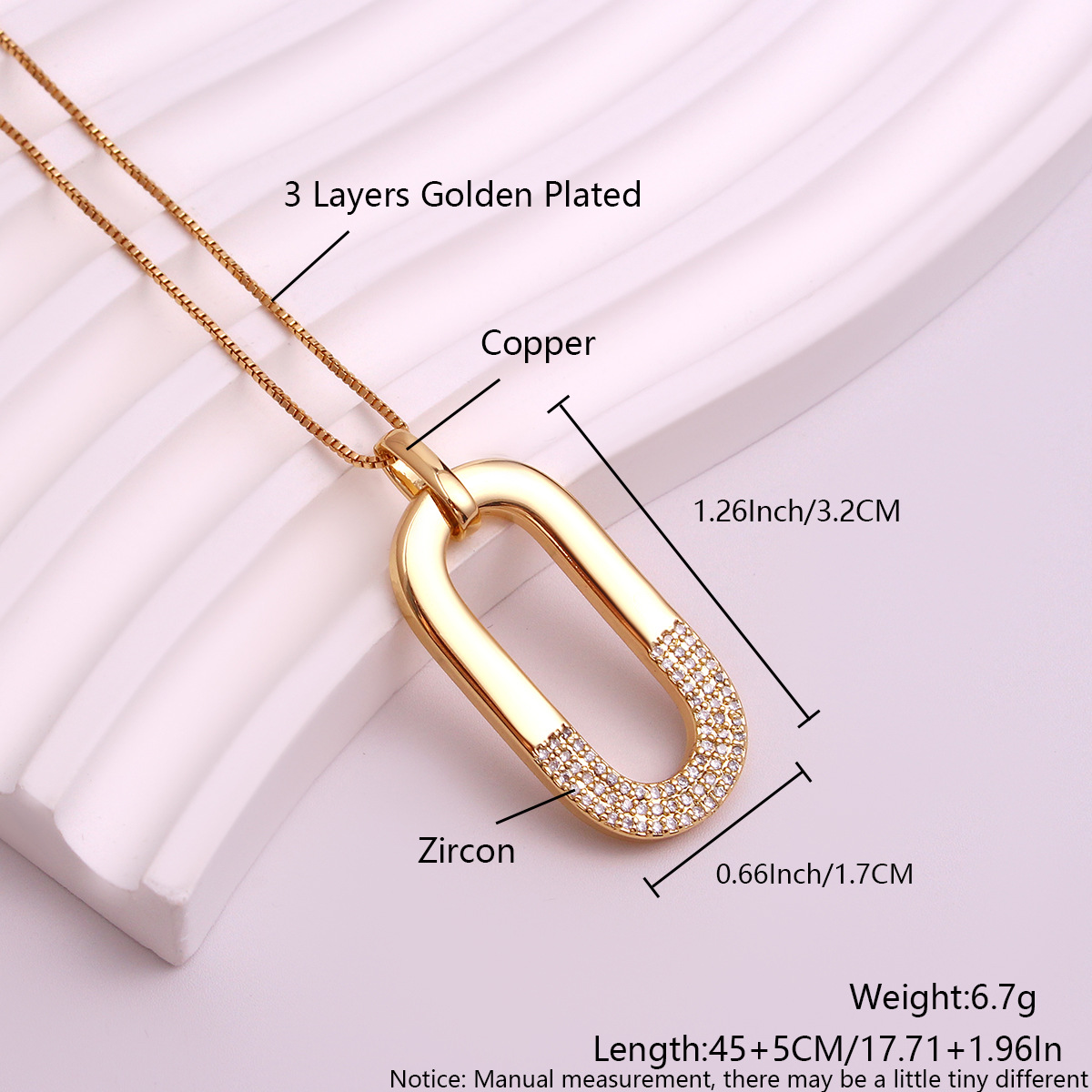 Champagne gold rectangular necklace nw07-7