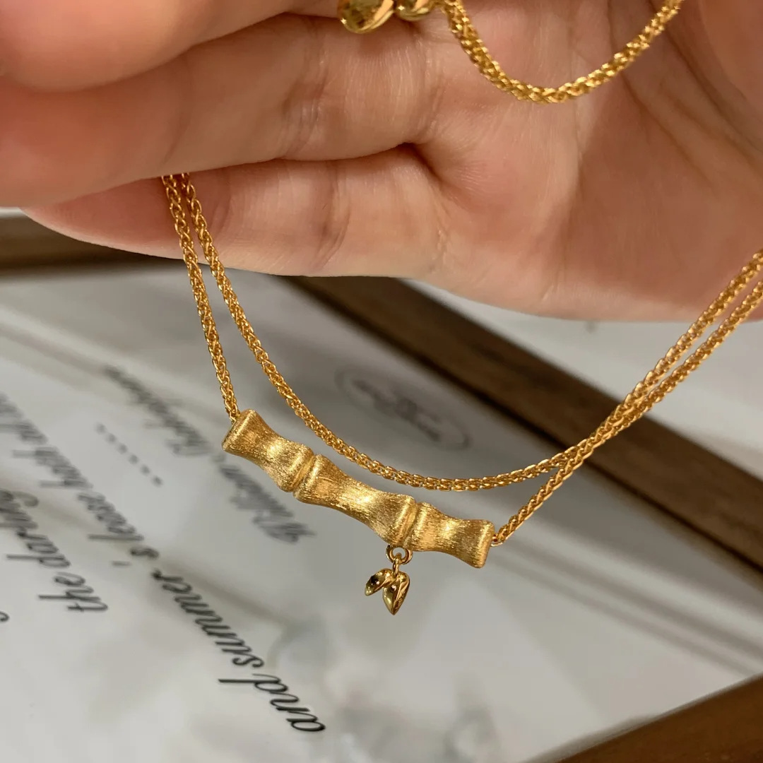 Gold bamboo necklace [about 40+5cm]