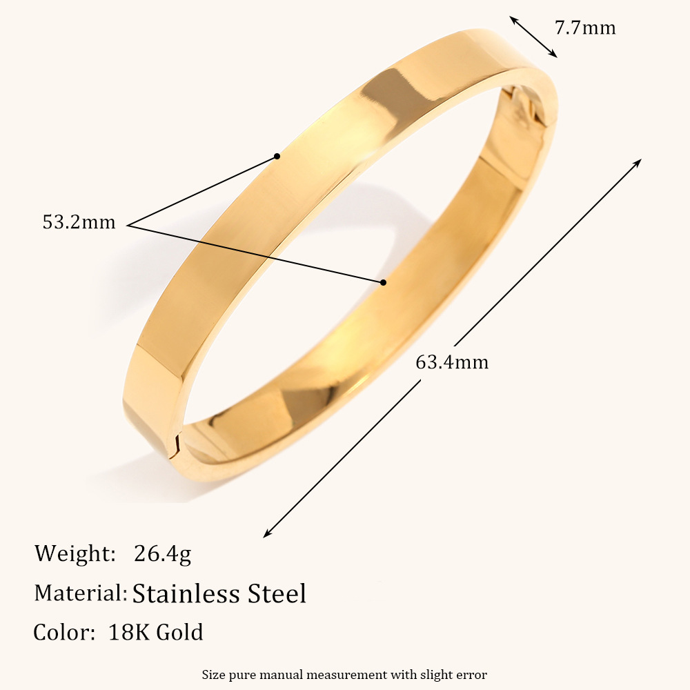 8mm wide simple glossy bracelet-gold