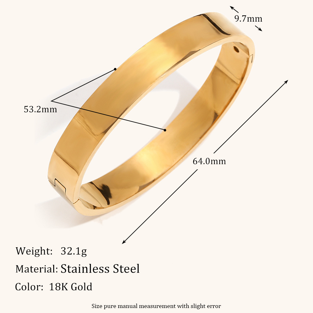 10mm wide simple glossy bracelet-gold