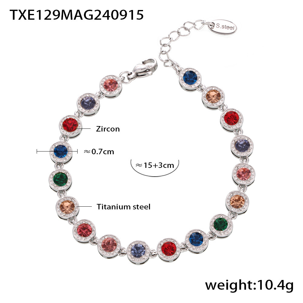 Txe129-steel color mixed color zircon bracelet