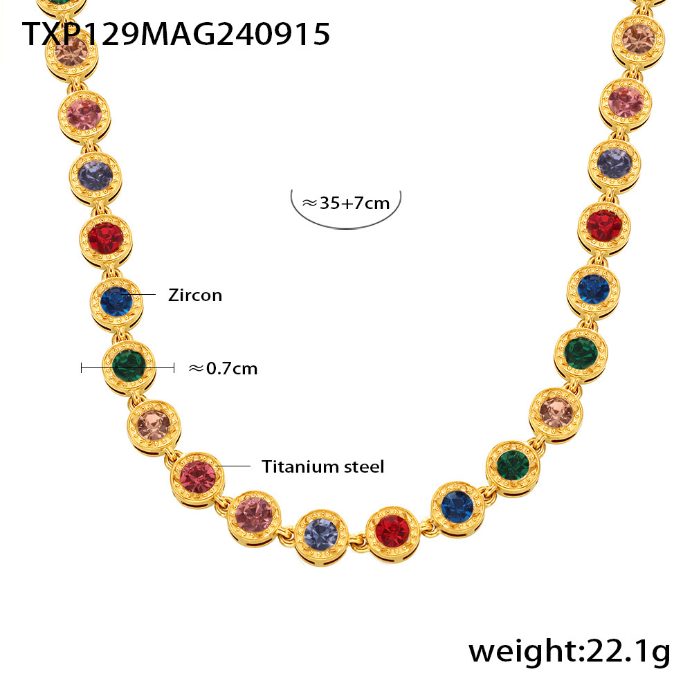 Txp129-gold mixed color zircon necklace