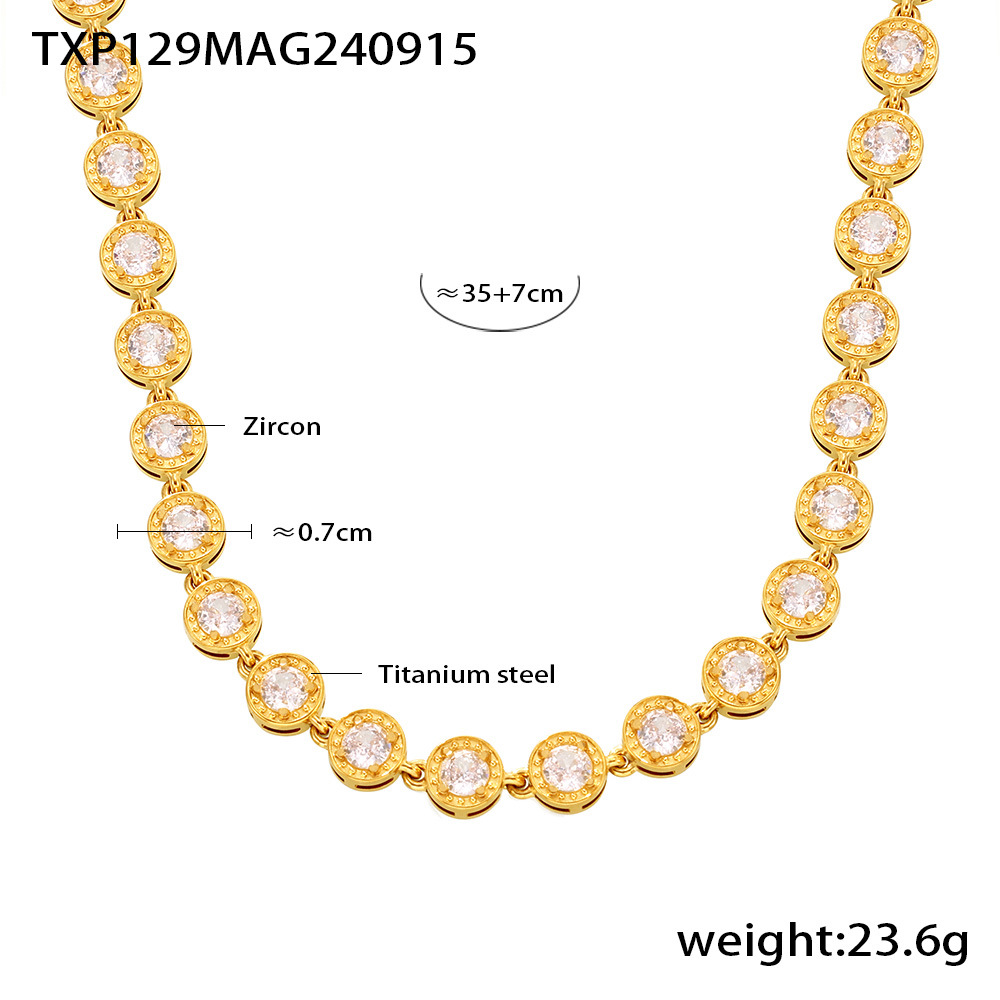 Txp129-gold white and white zircon necklace