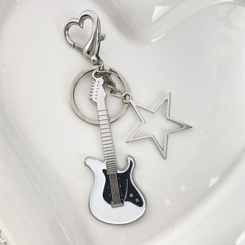 White Guitar Star Keychain