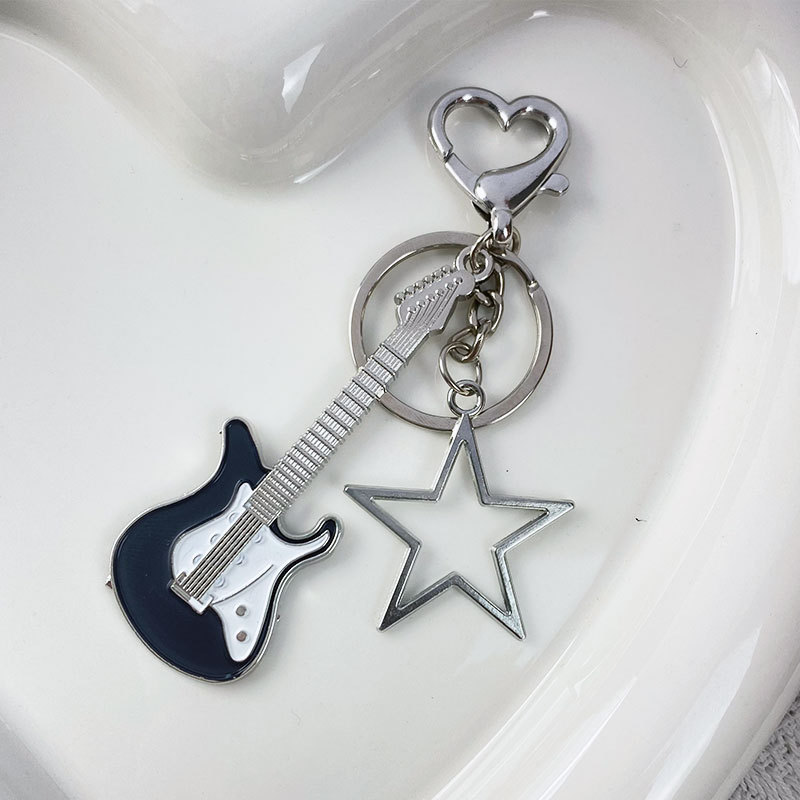 Black Guitar Star Keychain