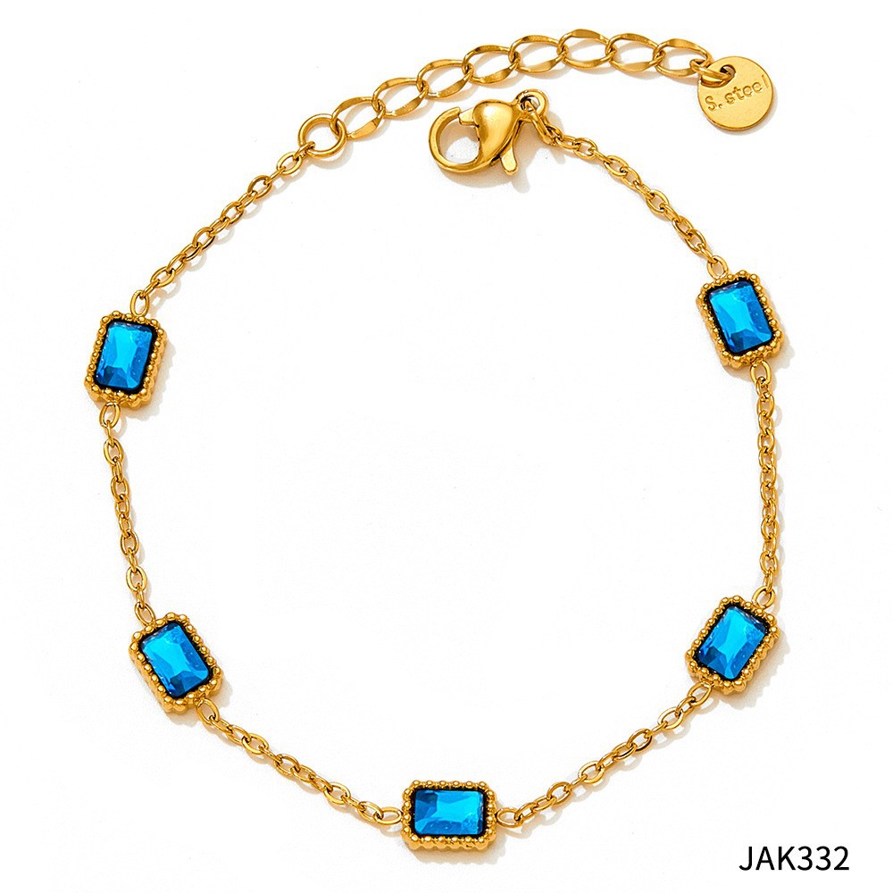 Blue zirconium gold anklet A332