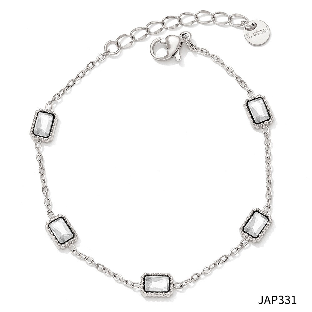 White zirconium silver anklet A331