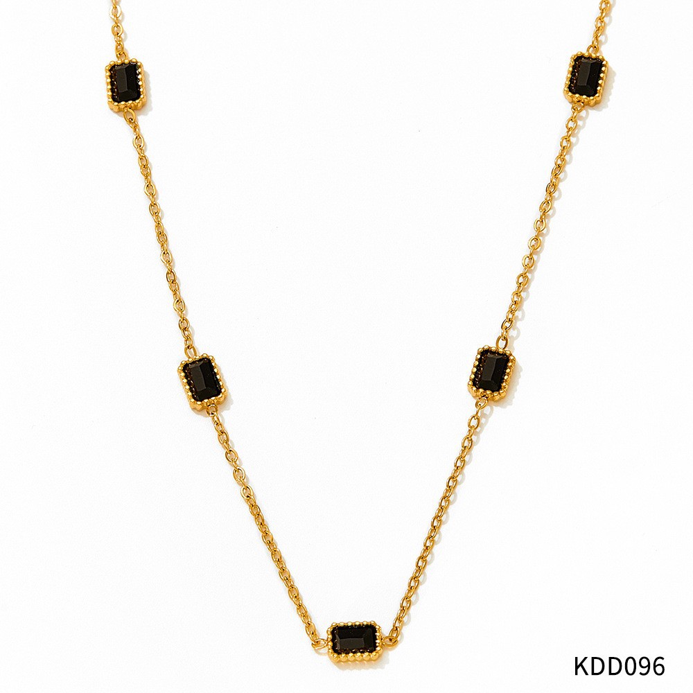 Black Zirconium Gold Necklace D096