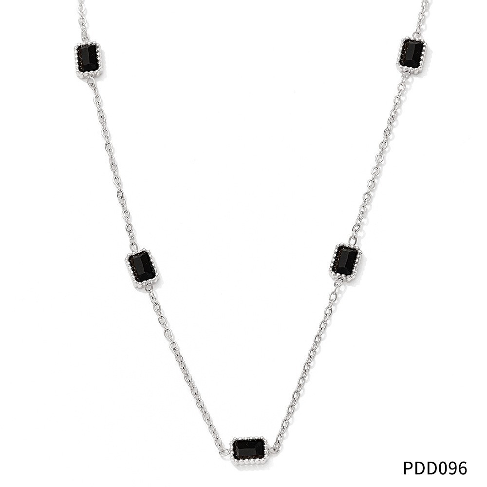 Black Zirconium silver Necklace D096