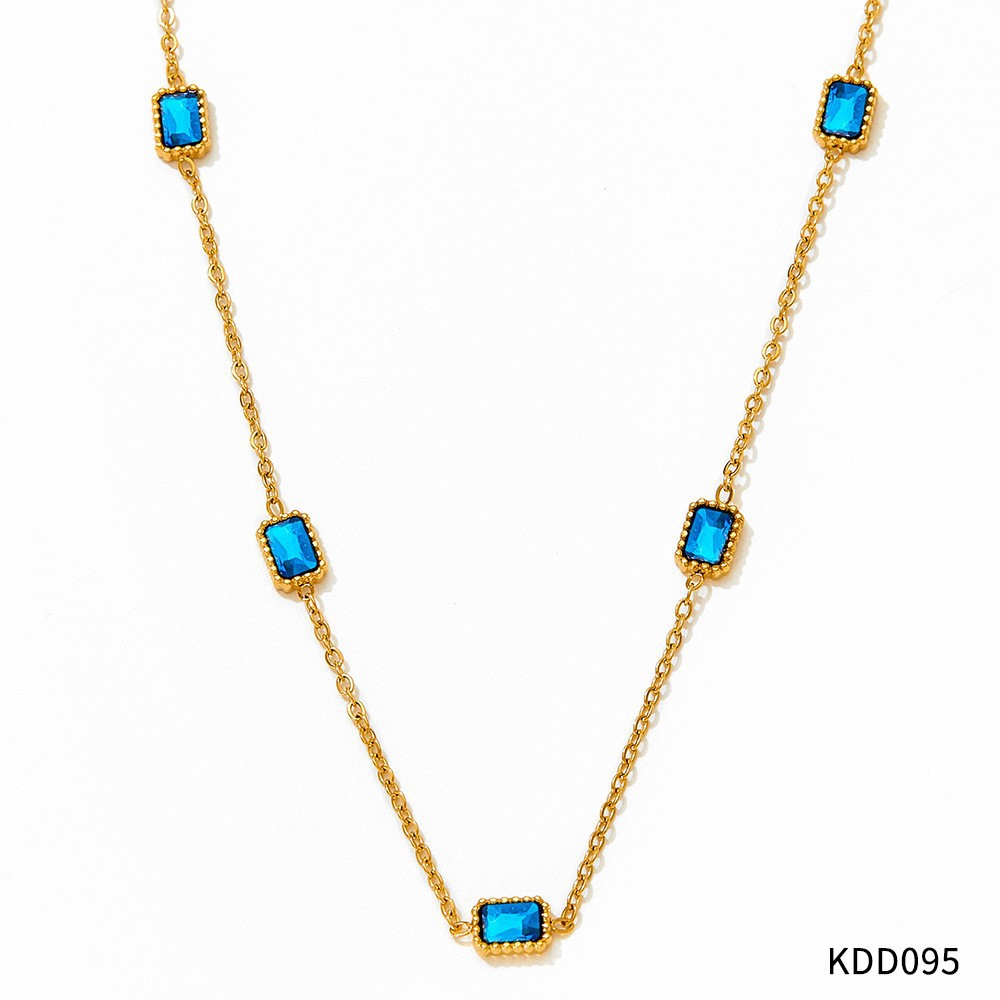 Blue Zirconium Gold Necklace D095