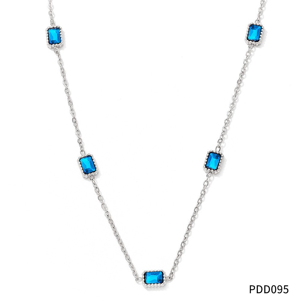 Blue Zirconium silver Necklace D095