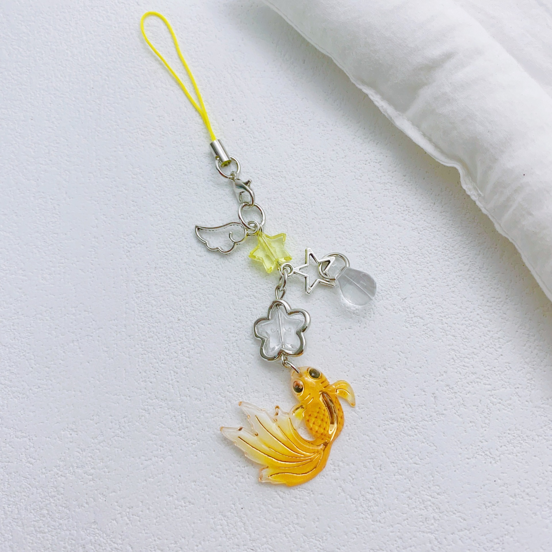 Yellow koi mobile phone chain