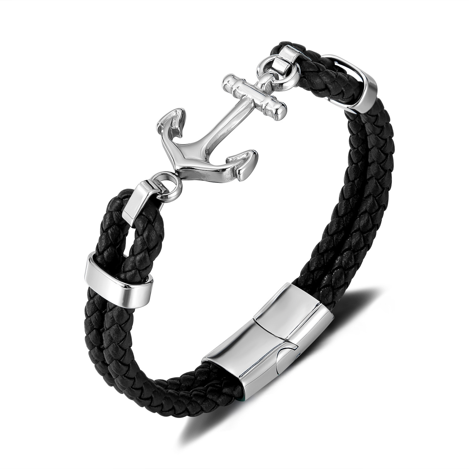 Ph1603b- leather bracelet steel color