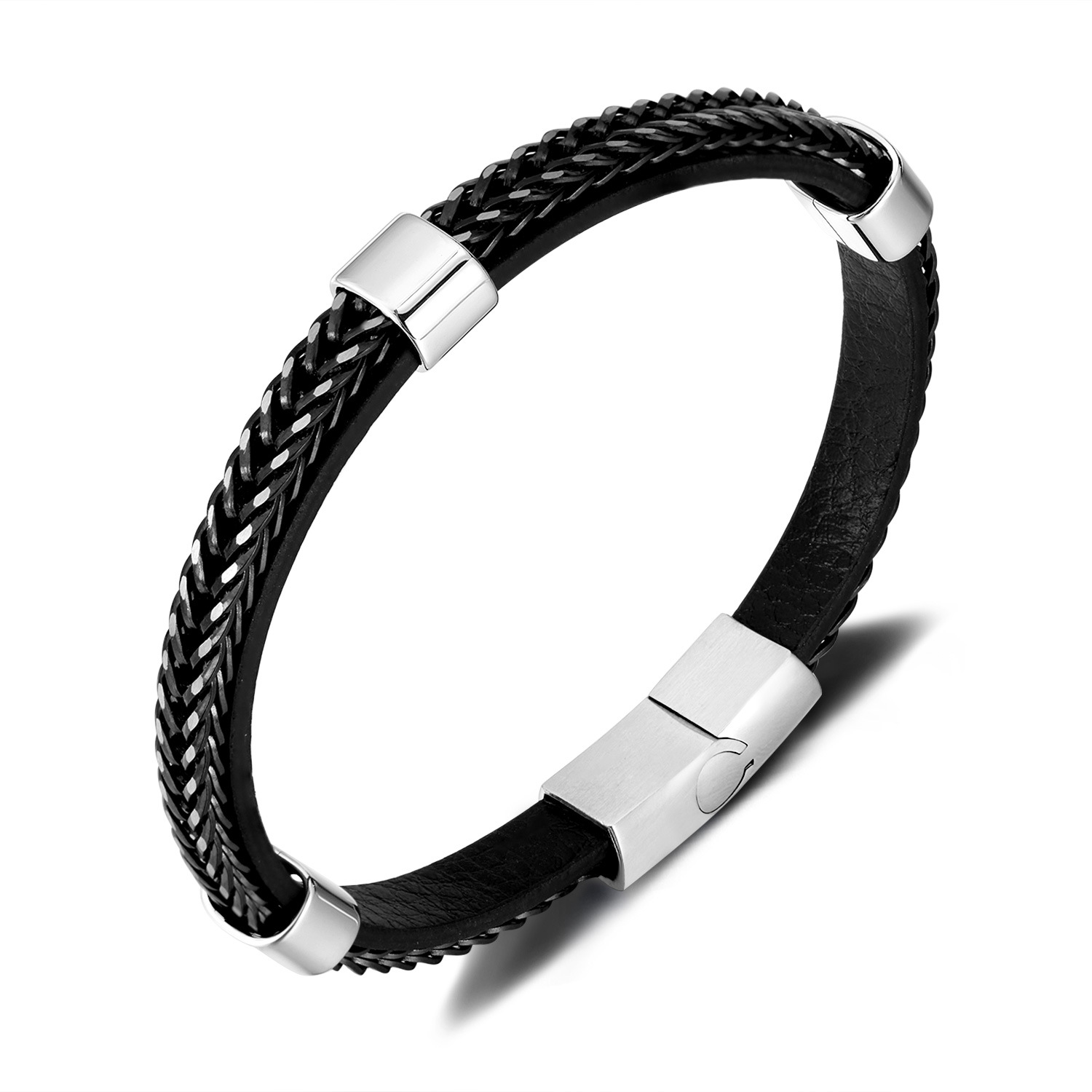 Ph1605b- leather bracelet steel color